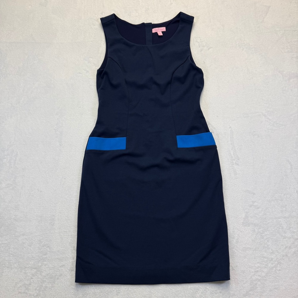 Lilly Pulitzer Navy Blue Colorblock Sleeveless Ponte Dress 59285 XS